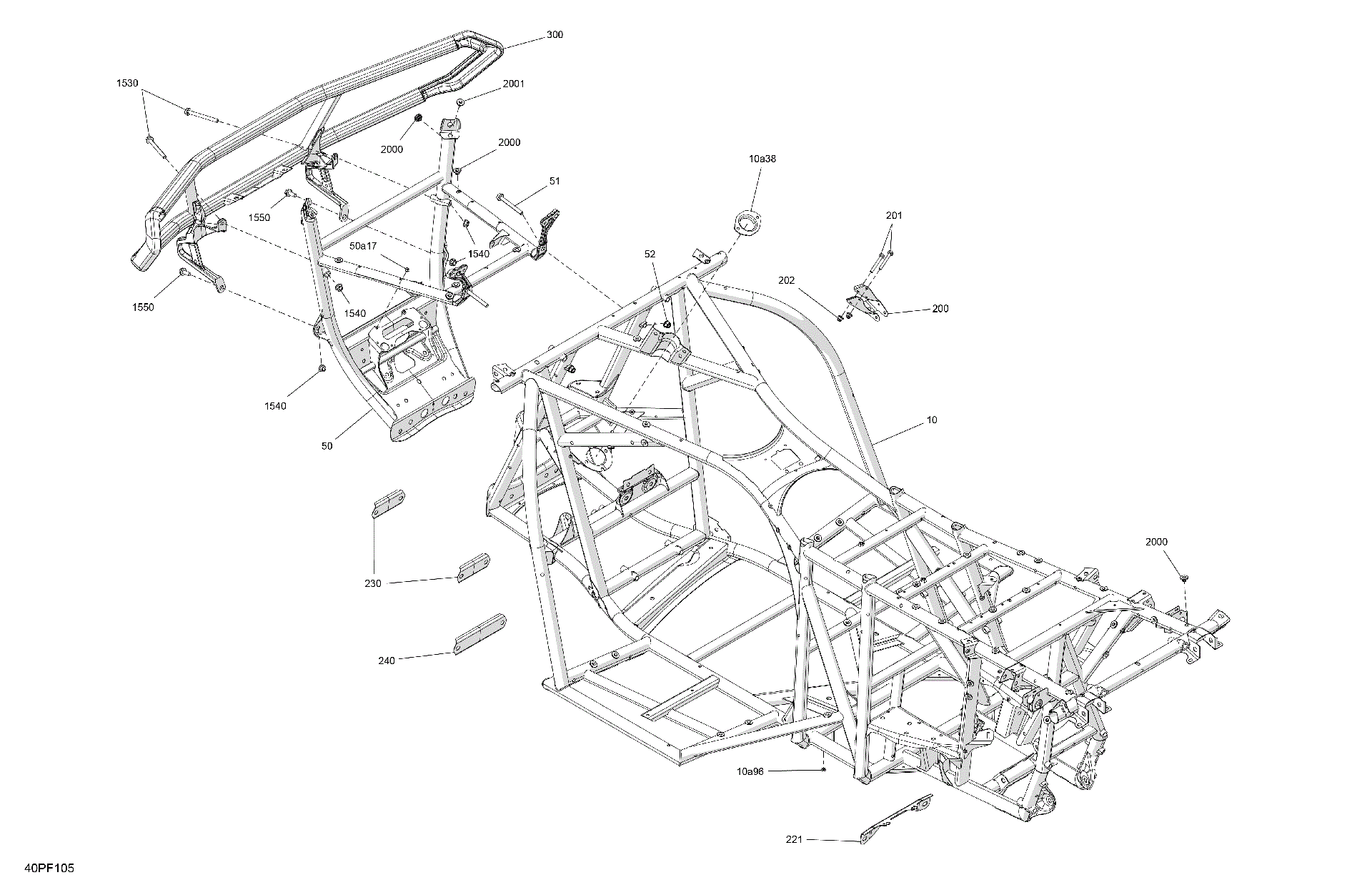 An Image of a Genuine Can-Am Parts Schematic Diagram showing the schematic - FRAME - SYSTEM