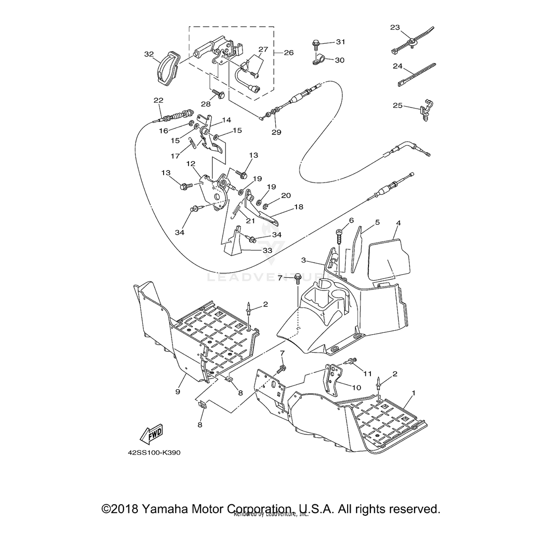 Accel Pedal Assembly by Yamaha 5B4-F7801-00-00 OEM Hardware 5B4-F7801-00-00 Off Road Express