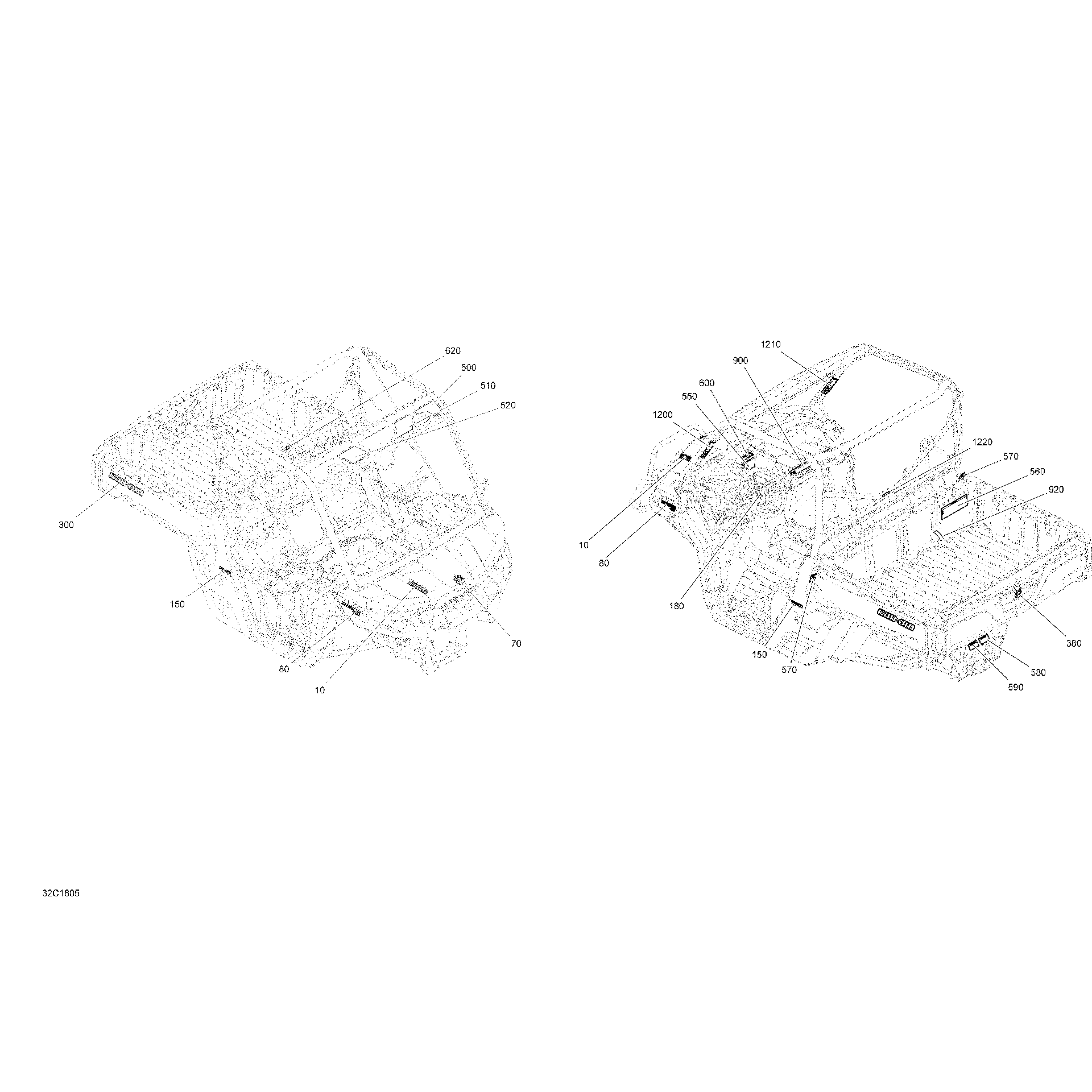 An Image of a Genuine Can-Am Parts Schematic Diagram showing the schematic - DECALS DEFENDER NON MAX HD8 PACKAGE STD