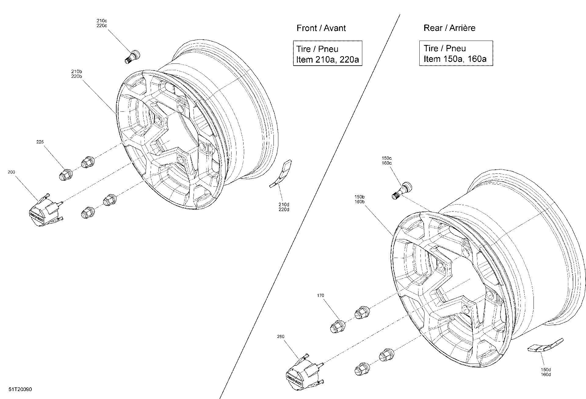 An Image of a Genuine Can-Am Parts Schematic Diagram showing the schematic - WHEELS - MOSSY OAK EDITON
