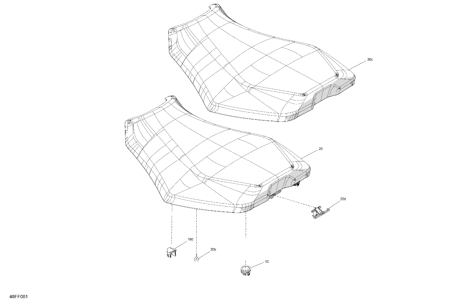 An Image of a Genuine Can-Am Parts Schematic Diagram showing the schematic - BODY - SEAT