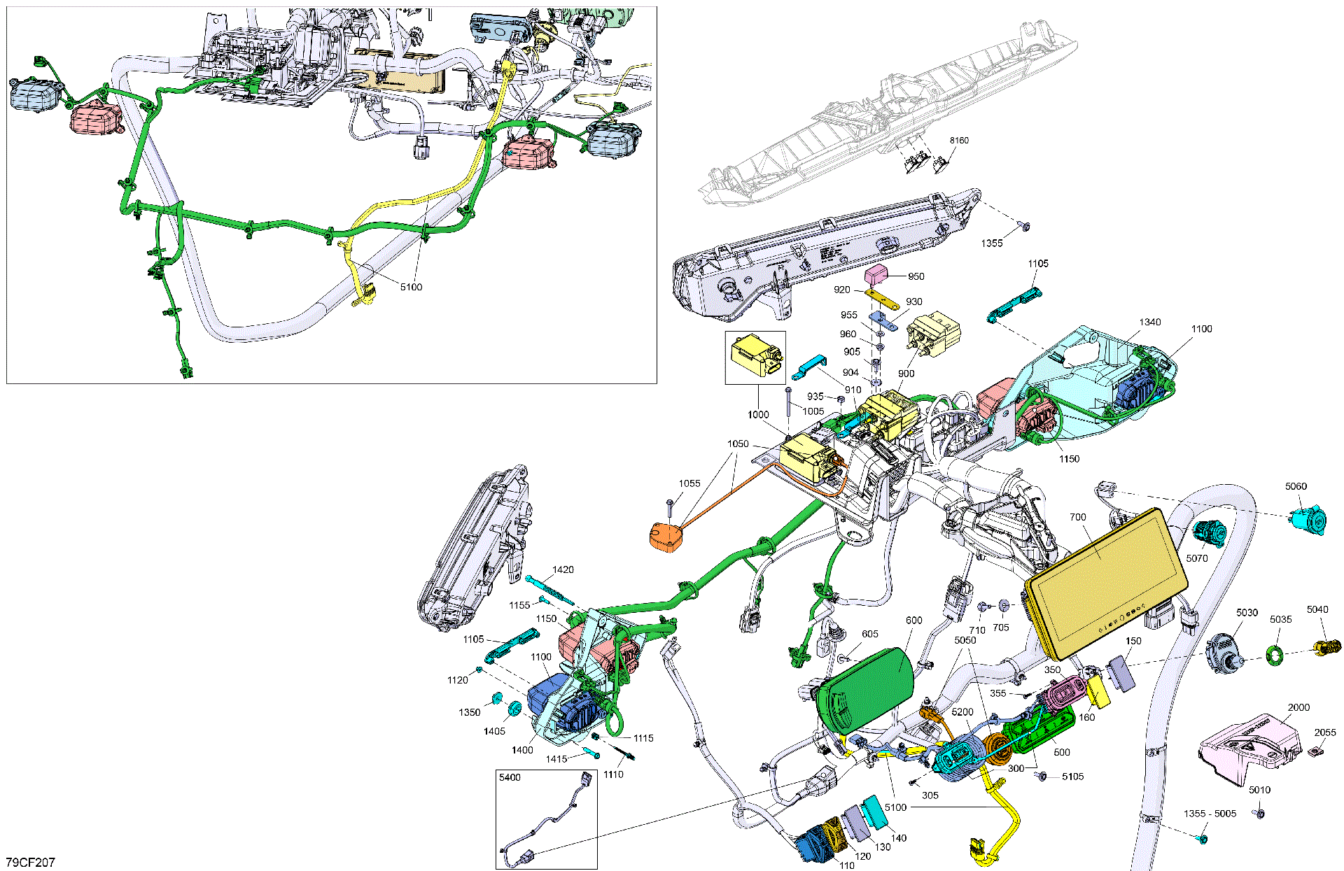 An Image of a Genuine Can-Am Parts Schematic Diagram showing the schematic - ELECTRIC - FRONT SECTION