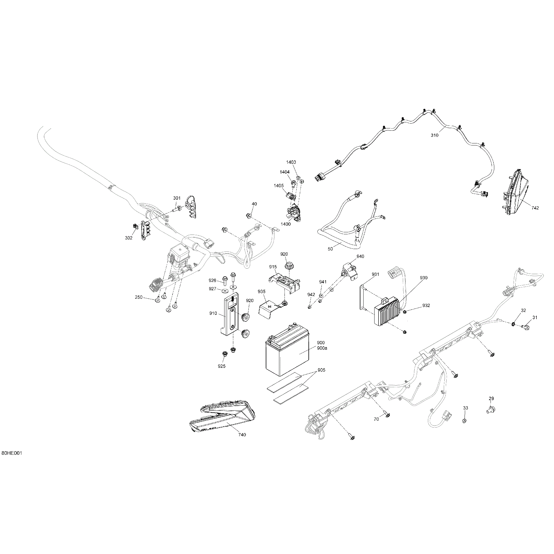An Image of a Genuine Can-Am Parts Schematic Diagram showing the schematic - ELECTRIC - REAR SECTION