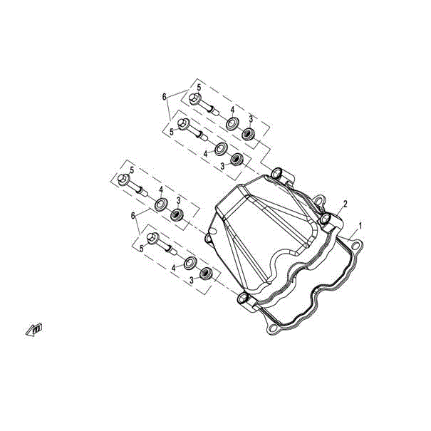 An Image of a genuine CFMOTO Parts Schematic Diagram showing the group - CYLINDER HEAD COVER ASSY - 2015 CFMOTO CFORCE 800 X8
