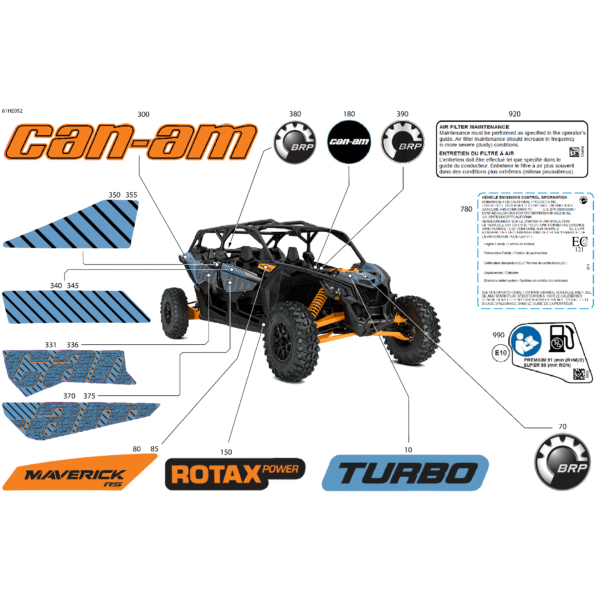An Image of a Genuine Can-Am Parts Schematic Diagram showing the schematic - BODY - DECALS