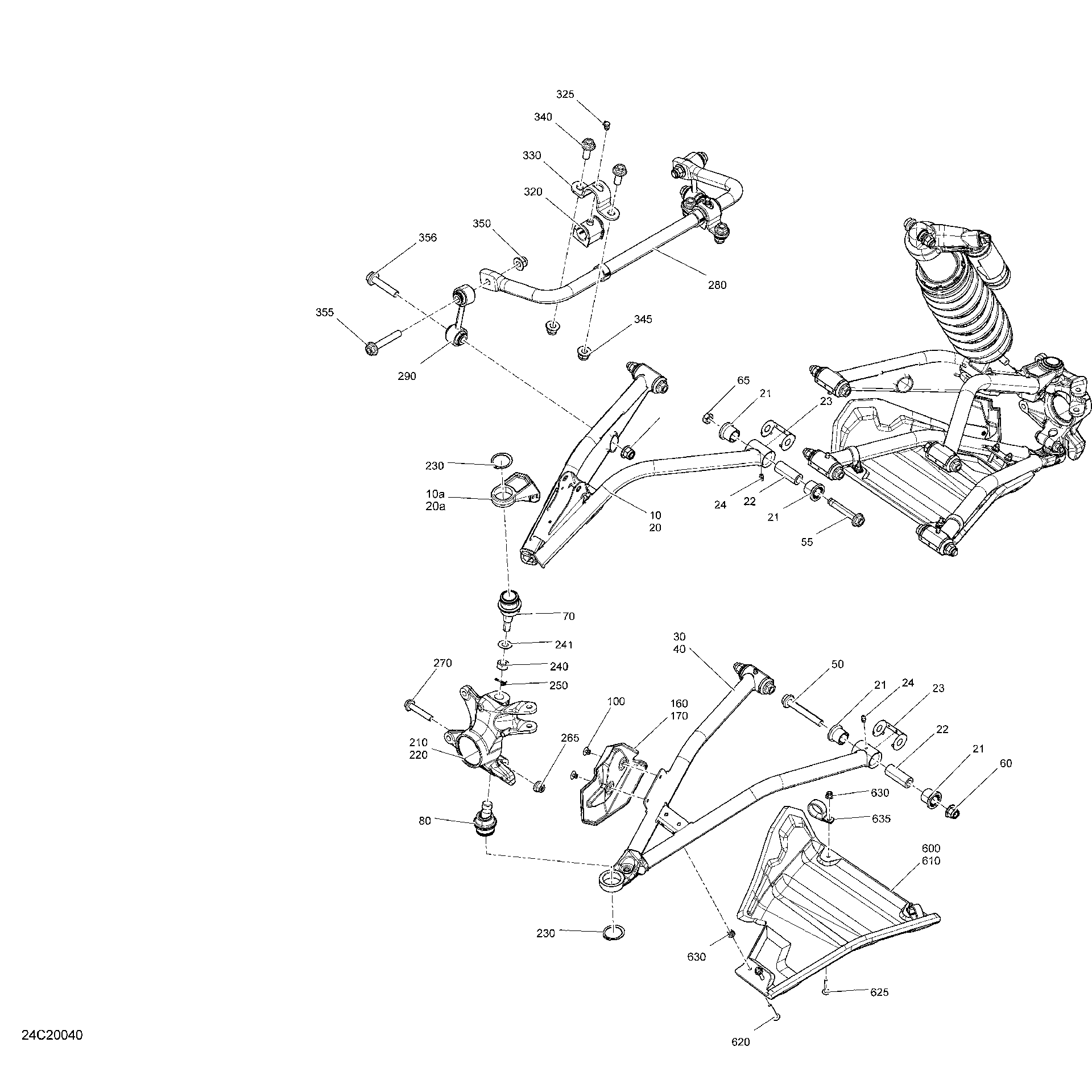 An Image of a Genuine Can-Am Parts Schematic Diagram showing the schematic - FRONT SUSPENSION