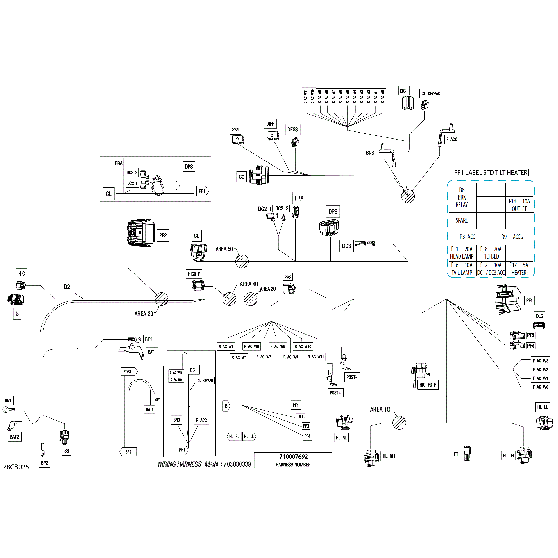 An Image of a Genuine Can-Am Parts Schematic Diagram showing the schematic - ELECTRIC - MAIN HARNESS - 710007692