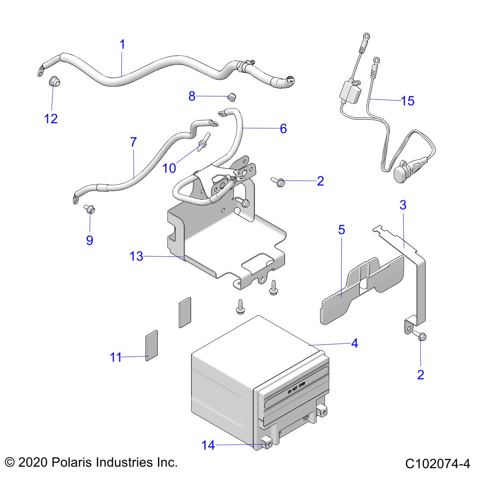 An Image of a Genuine Polaris Parts Schematic Diagram showing the schematic - ELECTRICAL: BATTERY - 2021 POLARIS SCRAMBLER XP 1000 S 55"