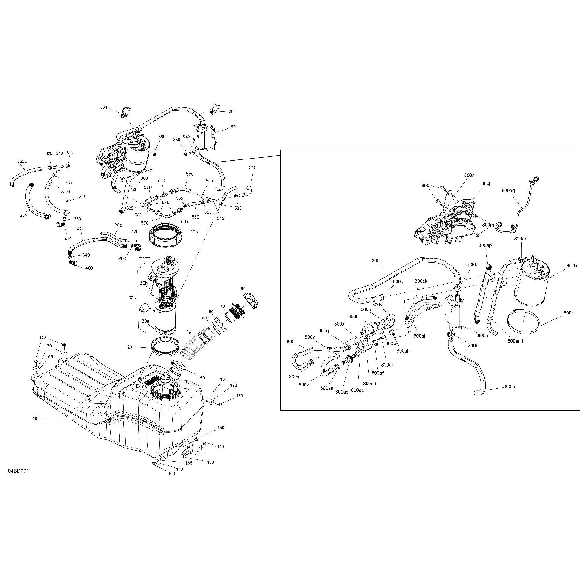 An Image of a Genuine Can-Am Parts Schematic Diagram showing the schematic - ENGINE - FUEL