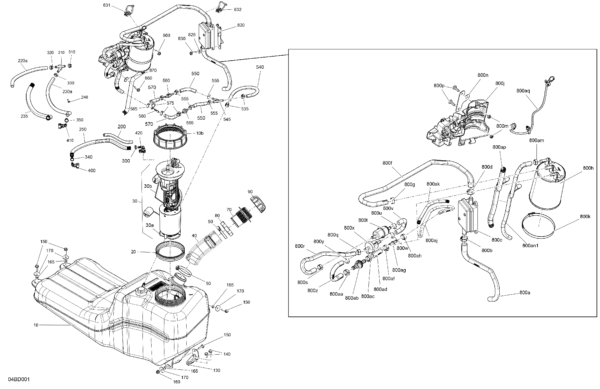 An Image of a Genuine Can-Am Parts Schematic Diagram showing the schematic - ENGINE - FUEL