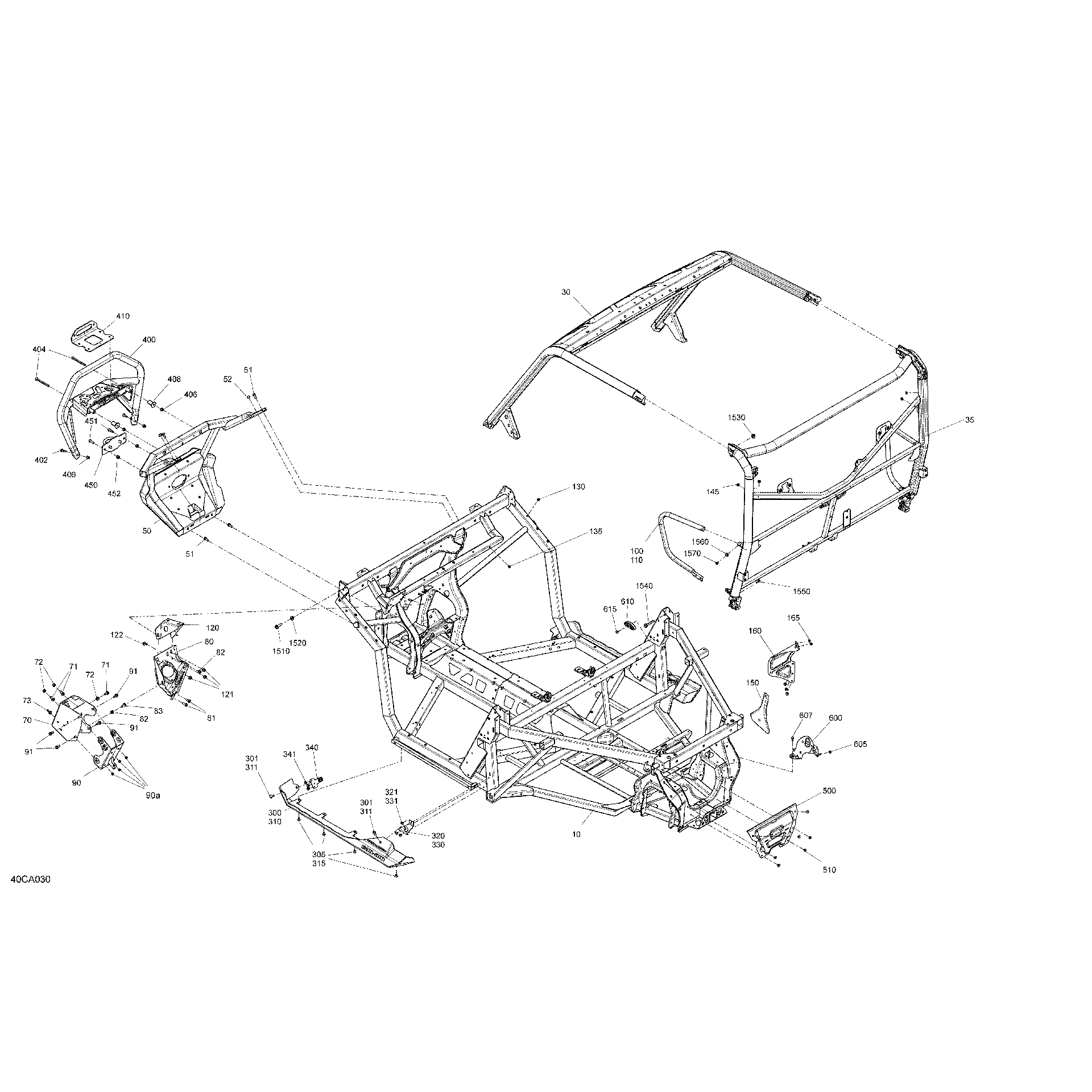 An Image of a Genuine Can-Am Parts Schematic Diagram showing the schematic - FRAME - SYSTEM