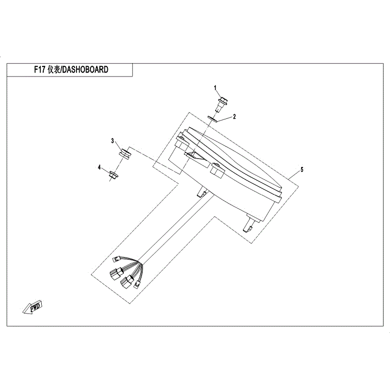 An Image of a Genuine CFMOTO Parts Schematic Diagram showing the schematic - DASHBOARD - 2018 CFMOTO UFORCE 500