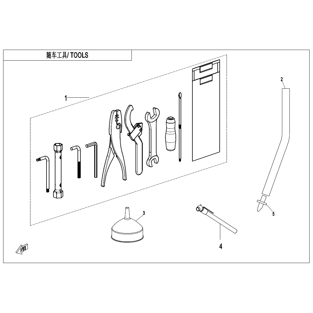 An Image of a Genuine CFMOTO Parts Schematic Diagram showing the schematic - TOOLS - 2025 CFMOTO UFORCE 800 XL