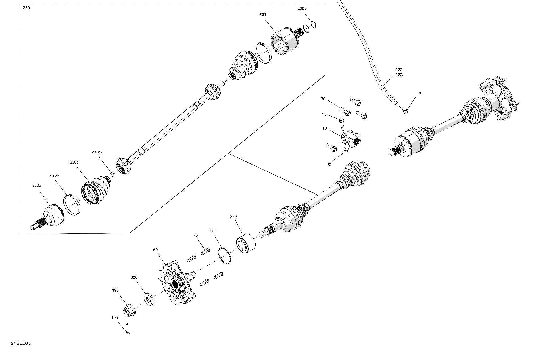 An Image of a Genuine Can-Am Parts Schematic Diagram showing the schematic - DRIVE - REAR - COMMON PARTS