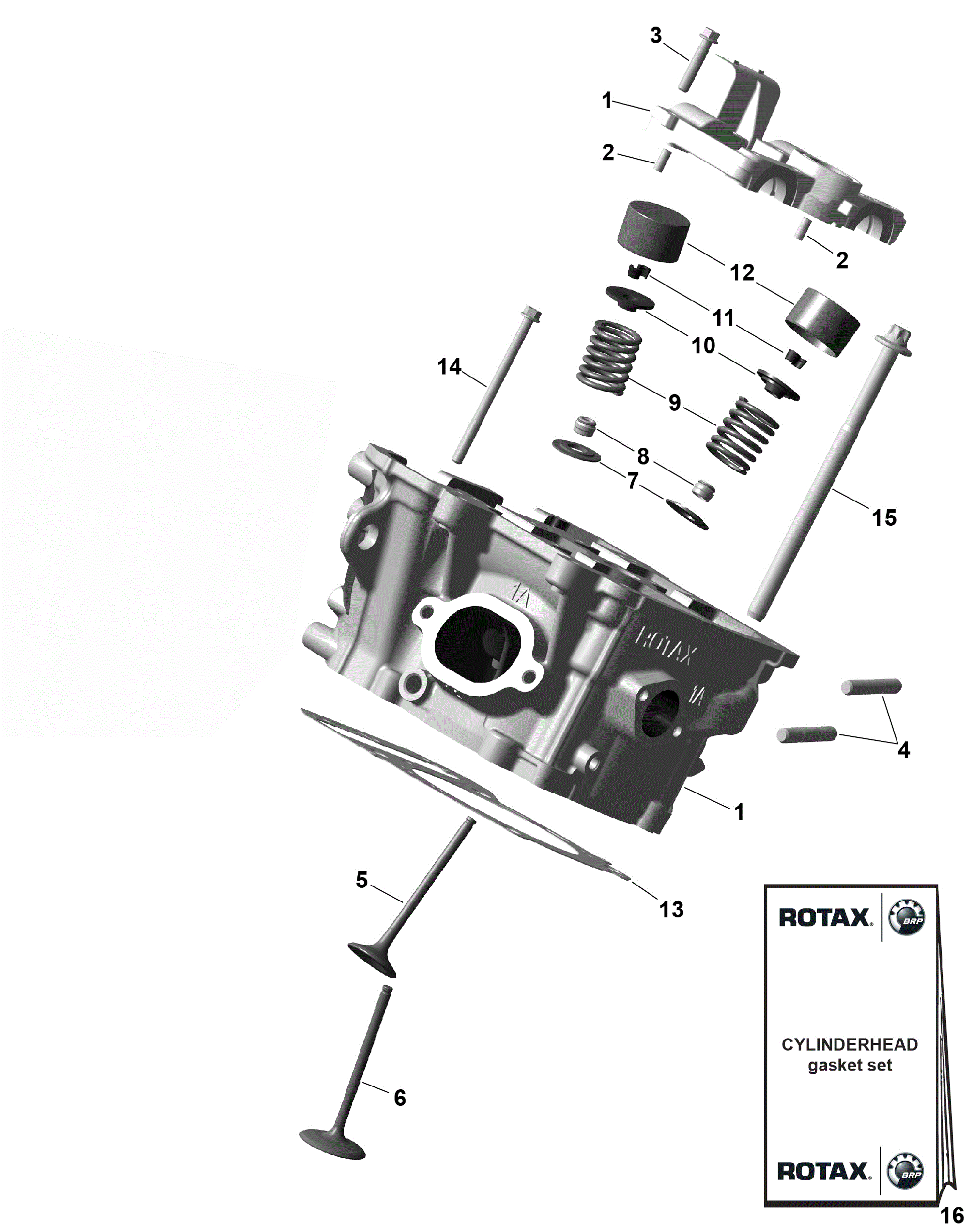 An Image of a Genuine Can-Am Parts Schematic Diagram showing the schematic - ROTAX - CYLINDER HEAD