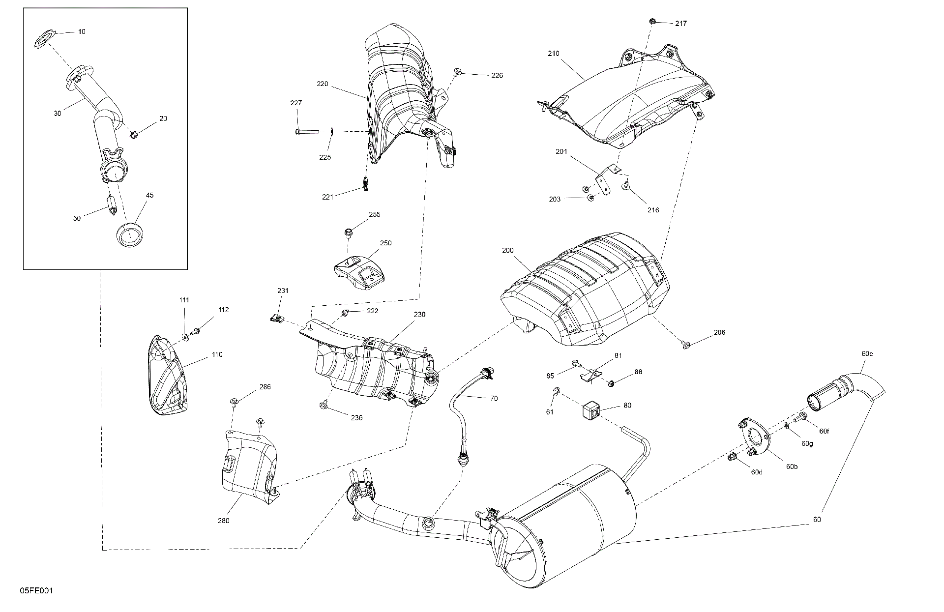 An Image of a Genuine Can-Am Parts Schematic Diagram showing the schematic - ENGINE - EXHAUST