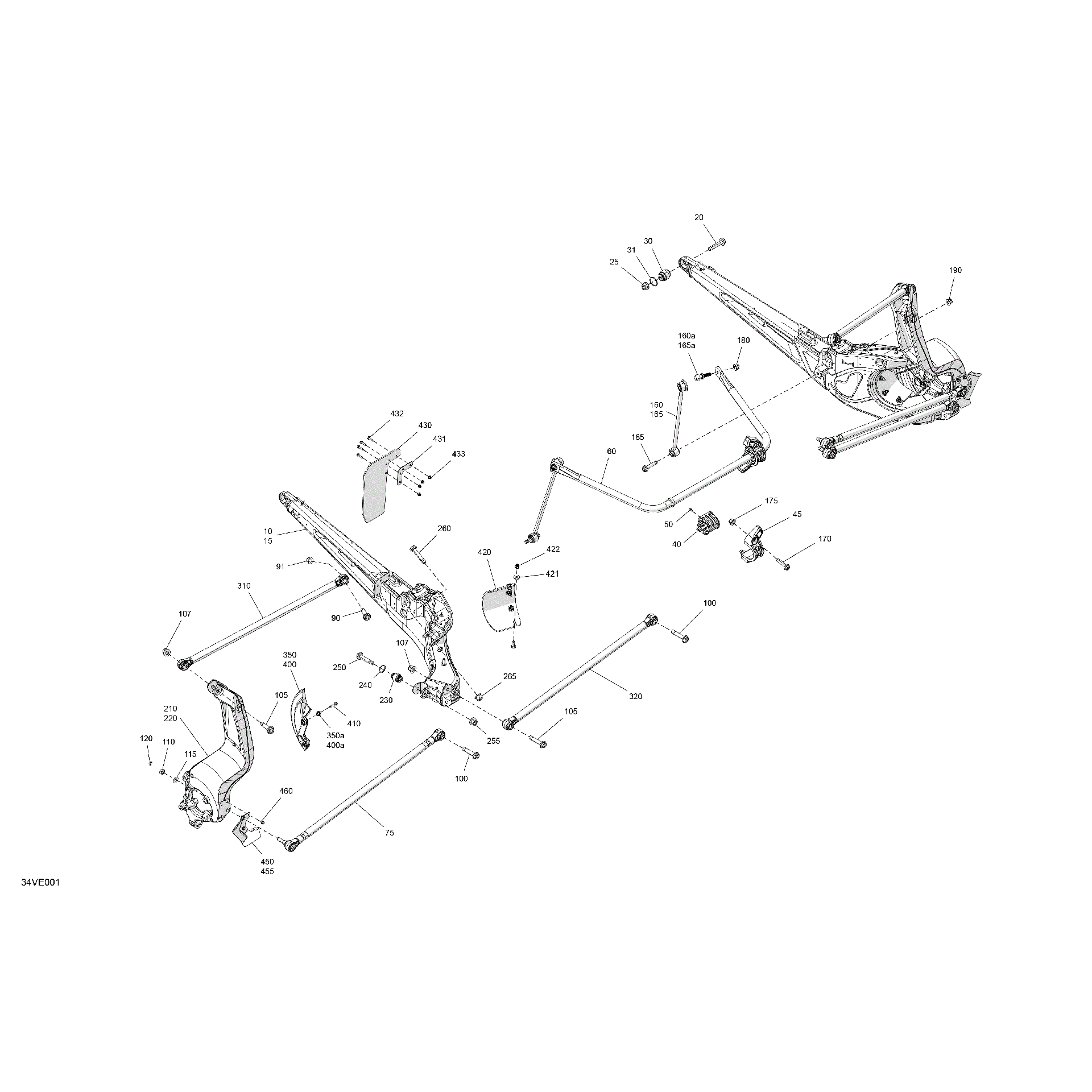 An Image of a Genuine Can-Am Parts Schematic Diagram showing the schematic - SUSPENSION - REAR COMPONENTS