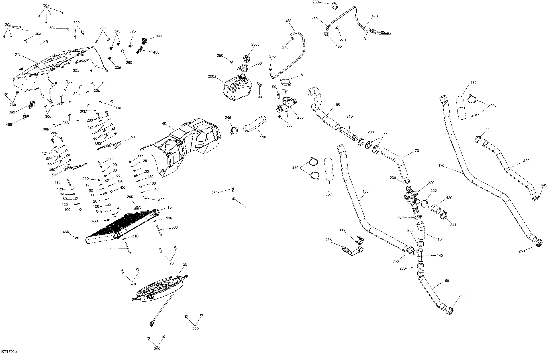 An Image of a Genuine Can-Am Parts Schematic Diagram showing the schematic - COOLING SYSTEM - X MR
