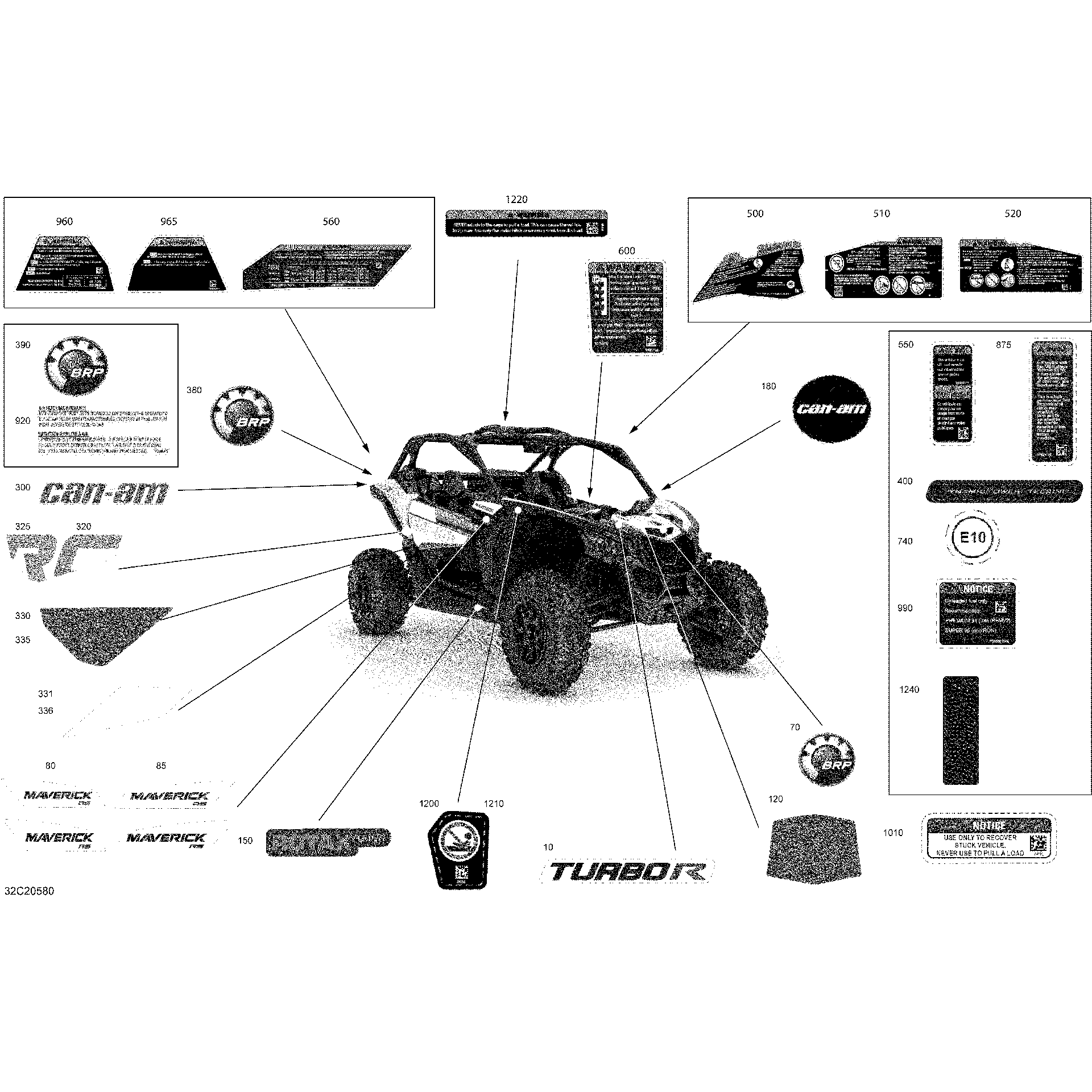 An Image of a Genuine Can-Am Parts Schematic Diagram showing the schematic - DECALS - STD