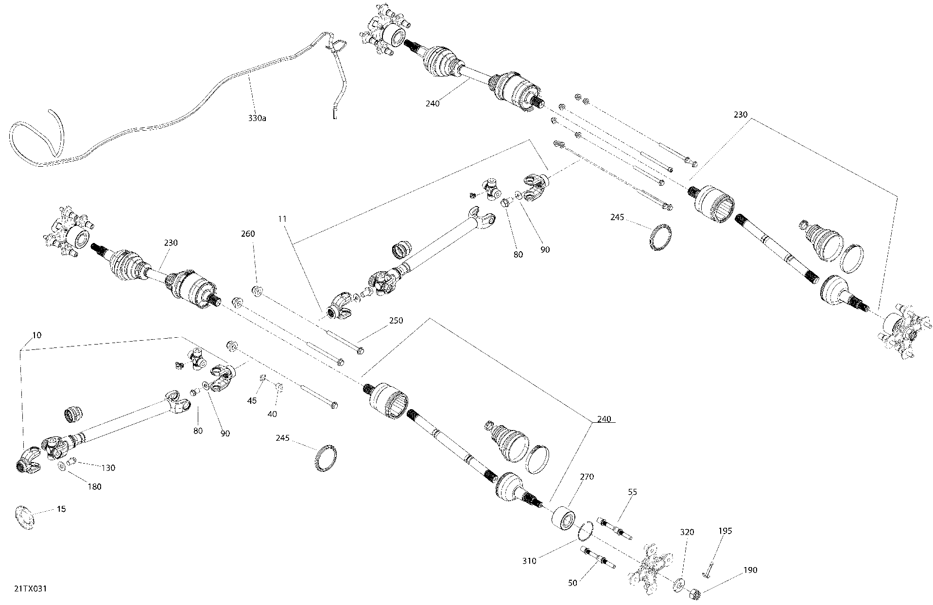 An Image of a Genuine Can-Am Parts Schematic Diagram showing the schematic - DRIVE - REAR SECTION - PRO