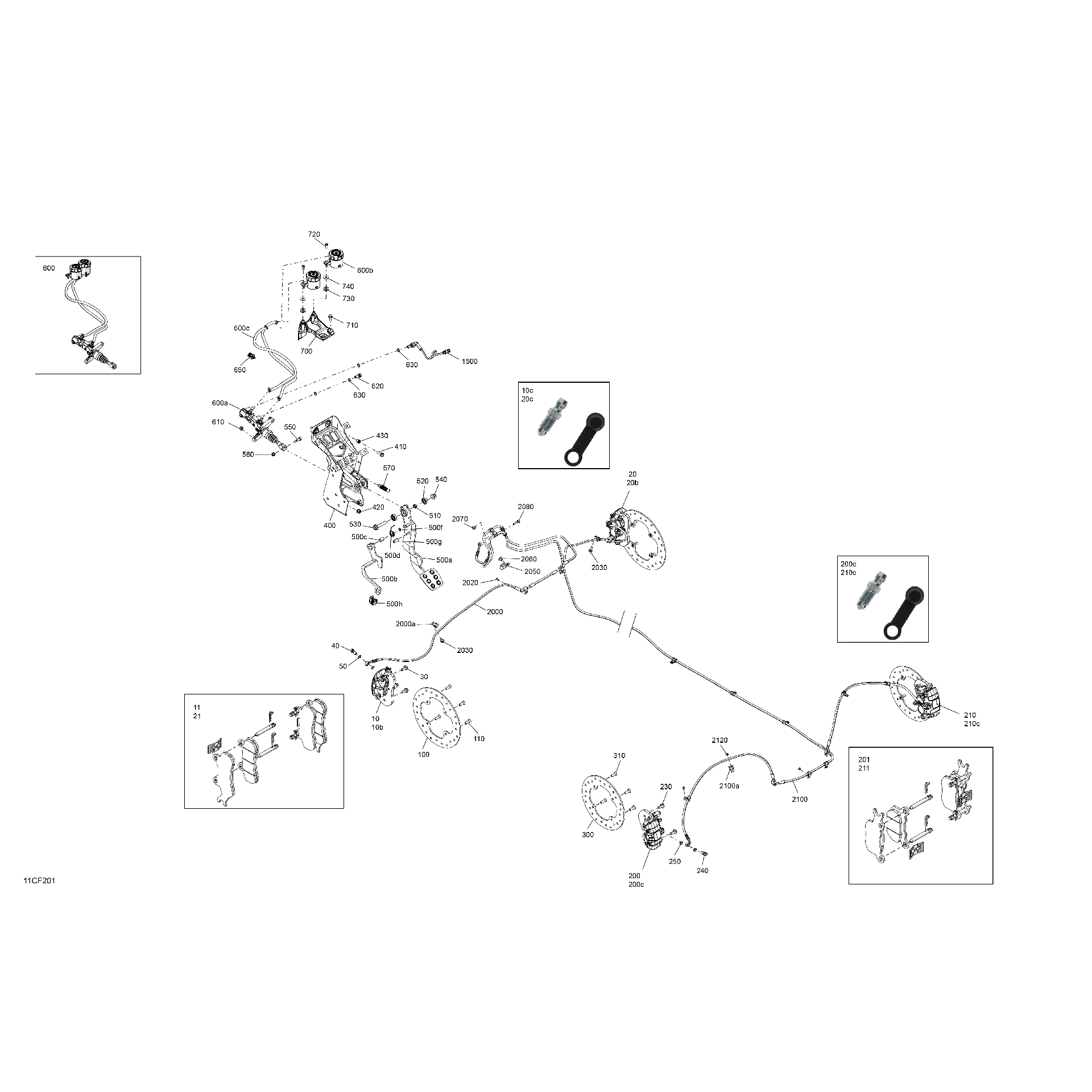 An Image of a Genuine Can-Am Parts Schematic Diagram showing the schematic - MECHANIC - BRAKE SYSTEM