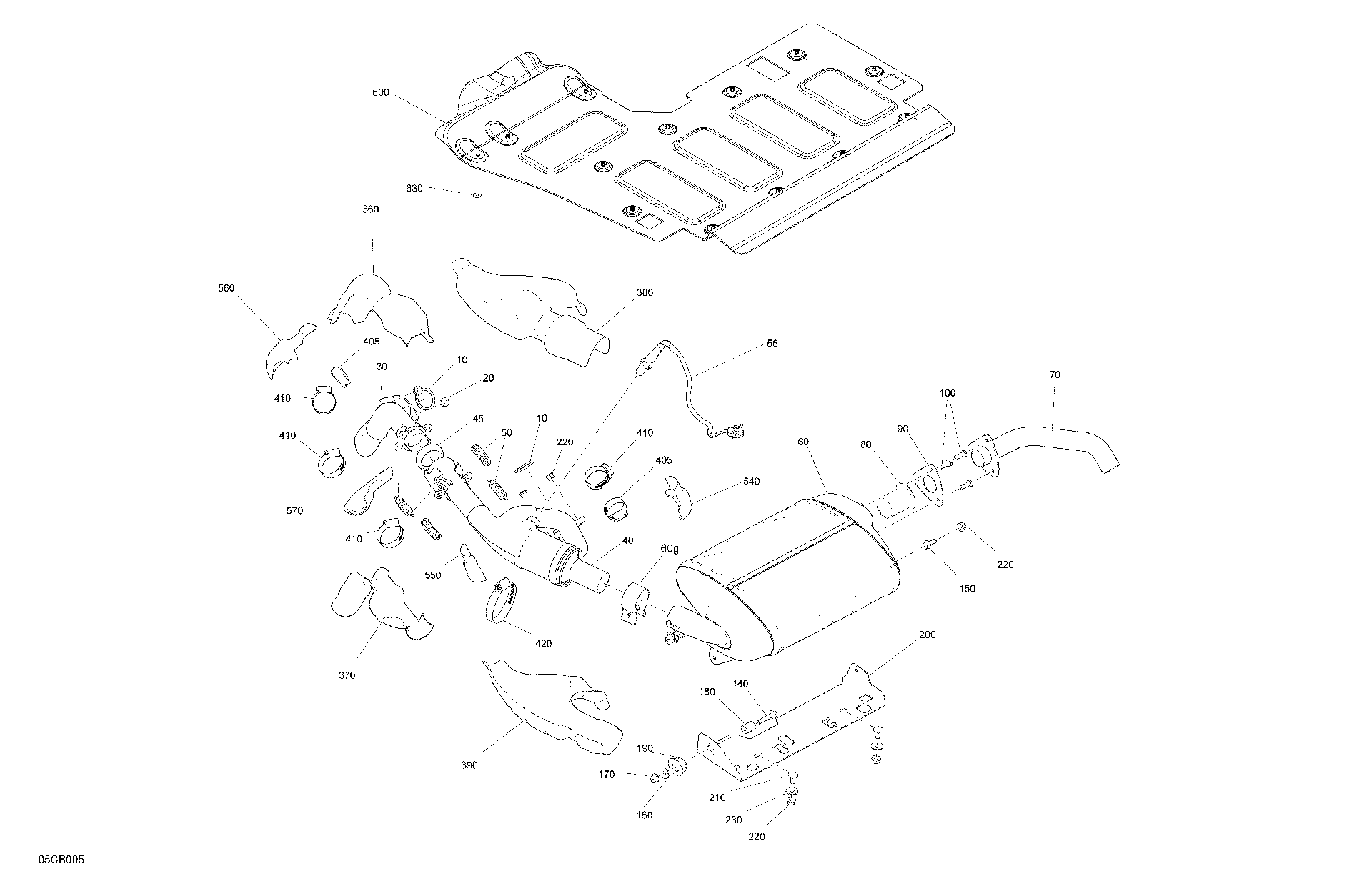 An Image of a Genuine Can-Am Parts Schematic Diagram showing the schematic - ENGINE - EXHAUST