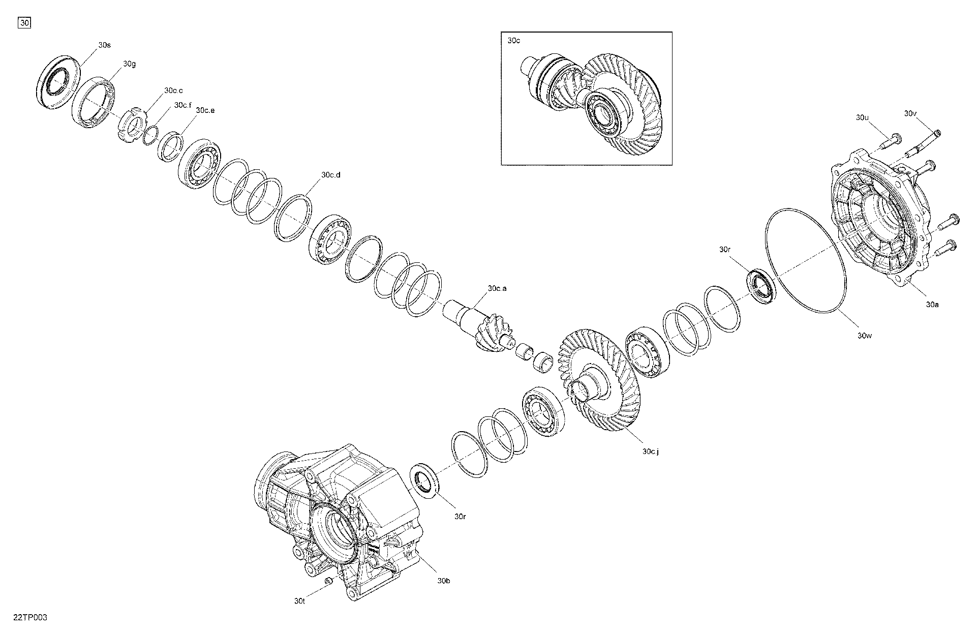 An Image of a Genuine Can-Am Parts Schematic Diagram showing the schematic - DRIVE - FINAL DRIVE UNIT - X MR