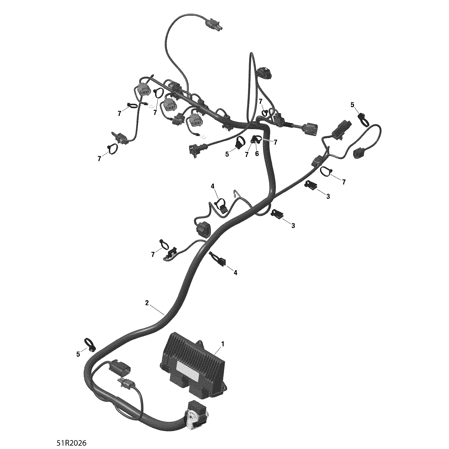An Image of a Genuine Can-Am Parts Schematic Diagram showing the schematic - ENGINE HARNESS AND ELECTRONIC MODULE