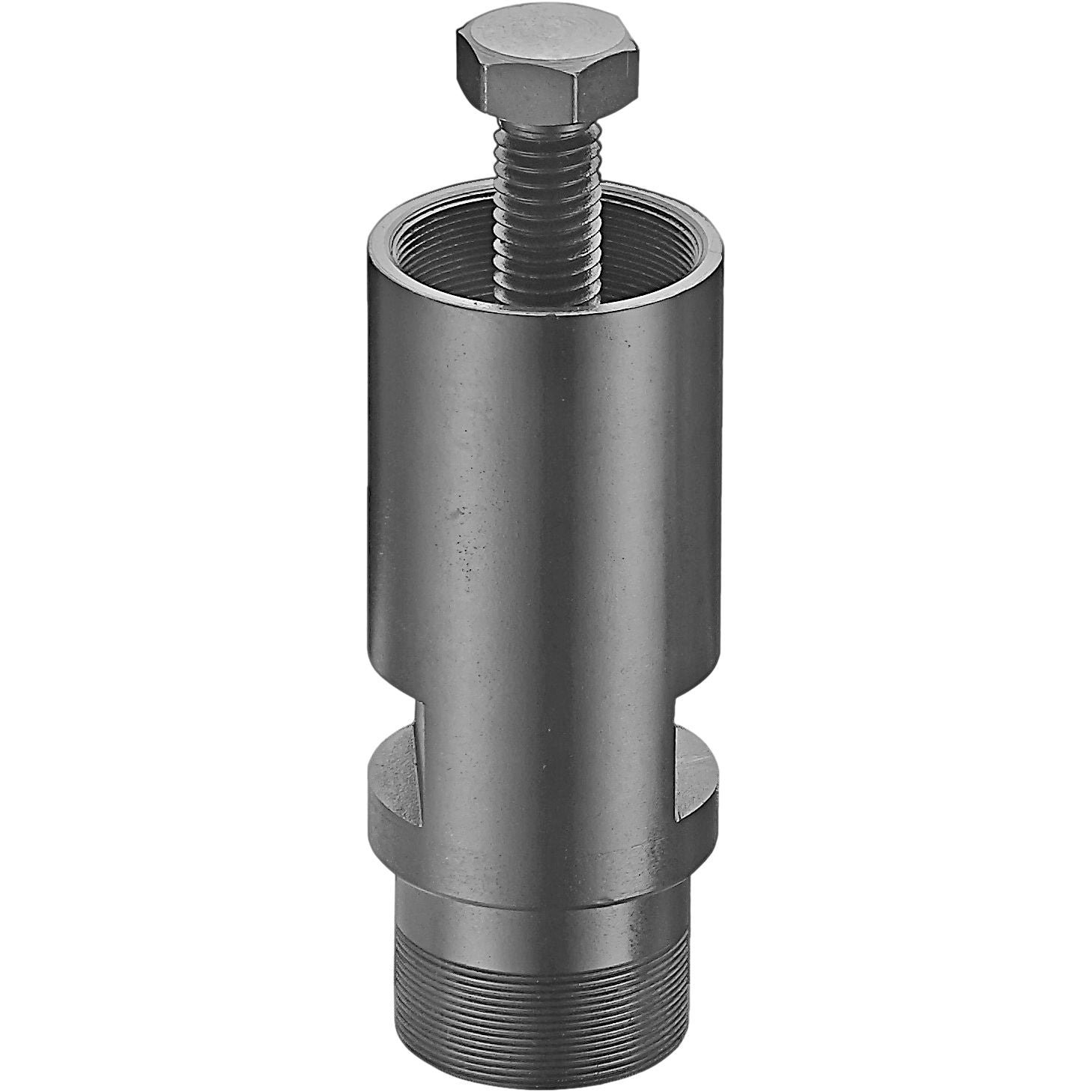 A close-up of the Helix Clutch Puller Honda by Helix shows a metal part with a hexagonal bolt head, inserted vertically into a cylindrical housing with external threading.