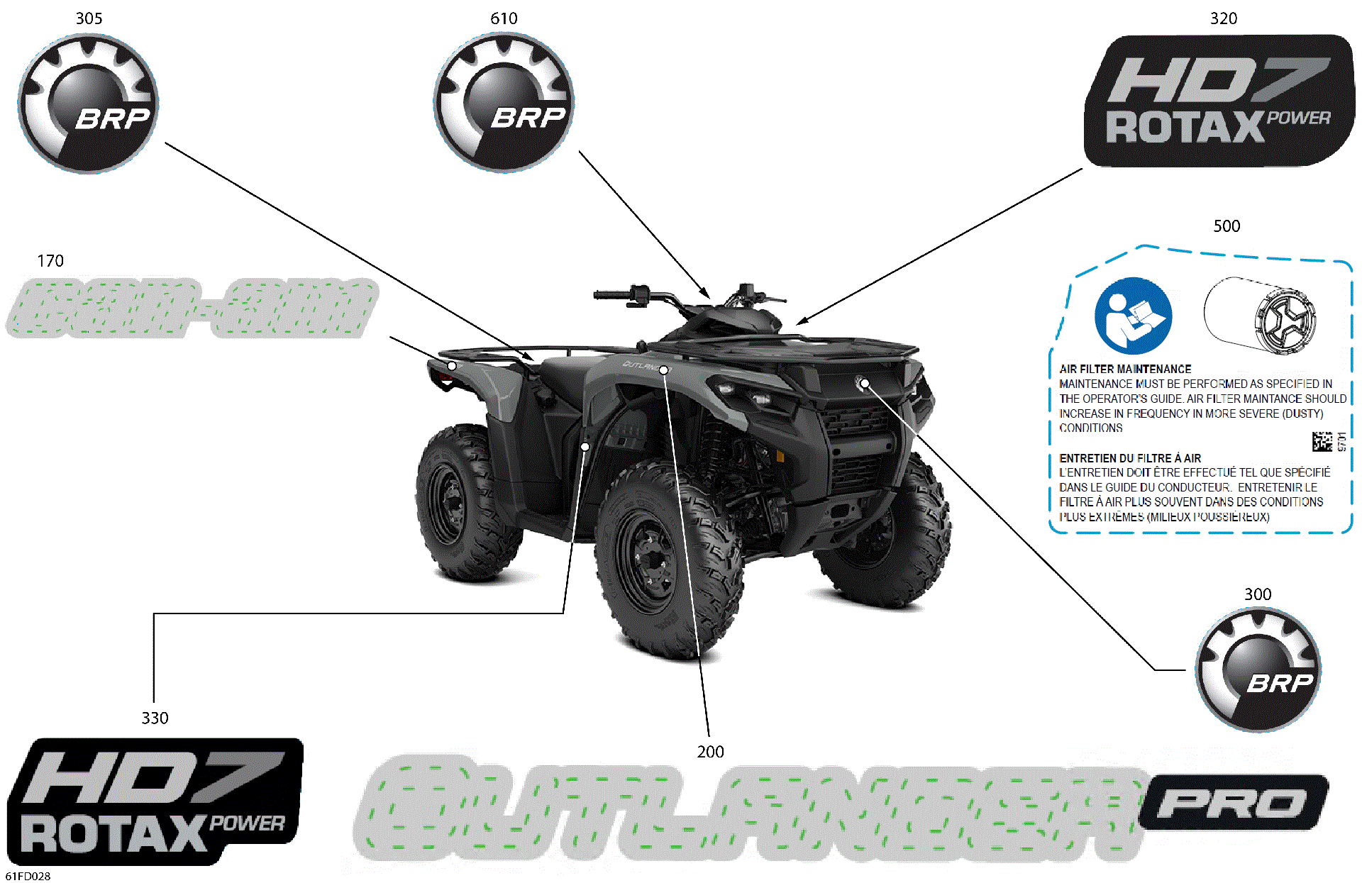 An Image of a Genuine Can-Am Parts Schematic Diagram showing the schematic - BODY - FEATURE DECALS