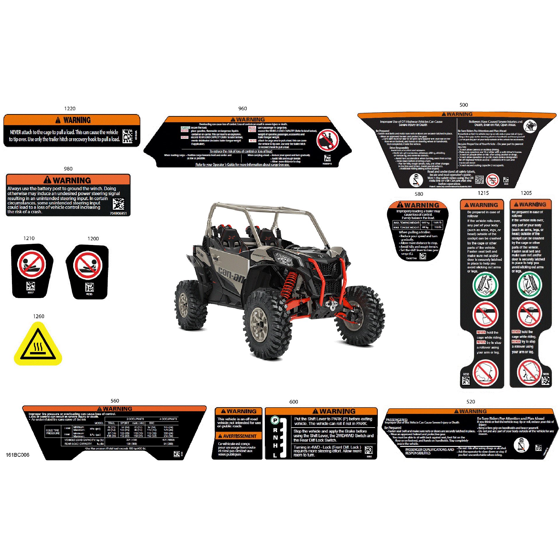 An Image of a Genuine Can-Am Parts Schematic Diagram showing the schematic - BODY - WARNING DECALS