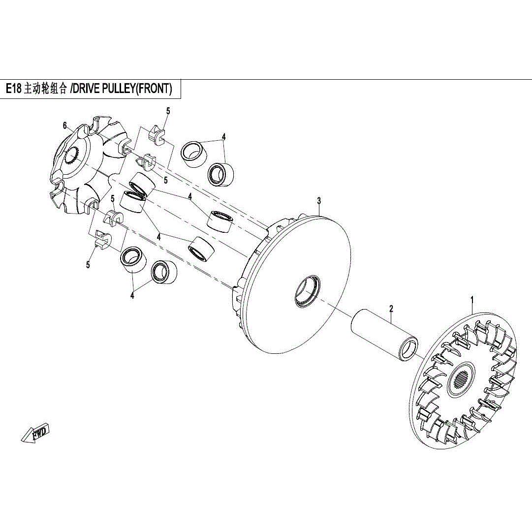 An Image of a genuine CFMOTO Parts Schematic Diagram showing the group - DRIVE CLUTCH ASSY - 2017 CFMOTO CFORCE 800