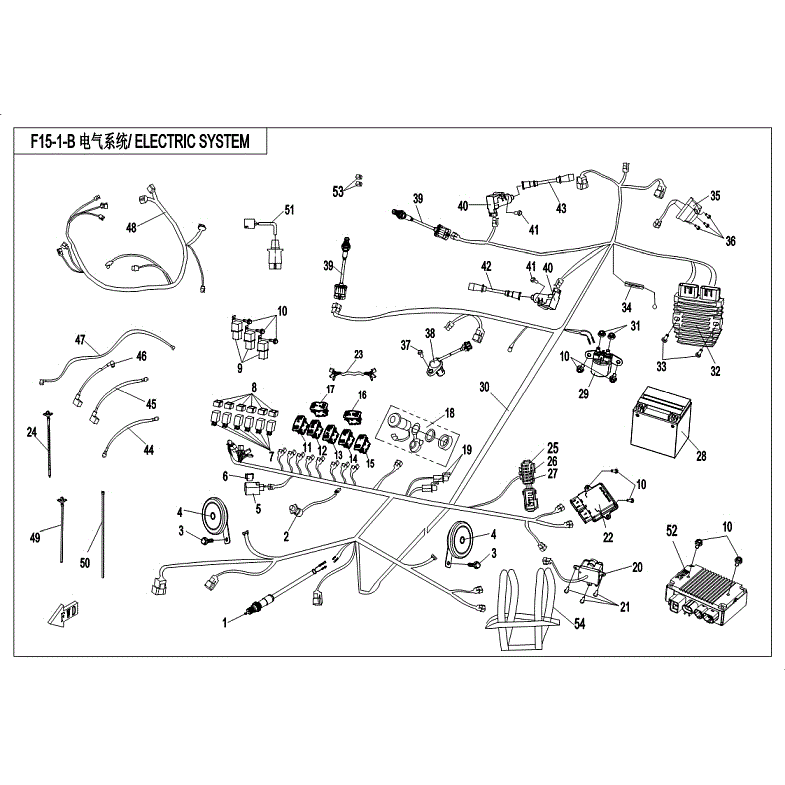 An Image of a Genuine CFMOTO Parts Schematic Diagram showing the schematic - ELECTRIC SYSTEM - (Vehicles Built Before 10/25/2017) - 2018 CFMOTO ZFORCE 800 EX