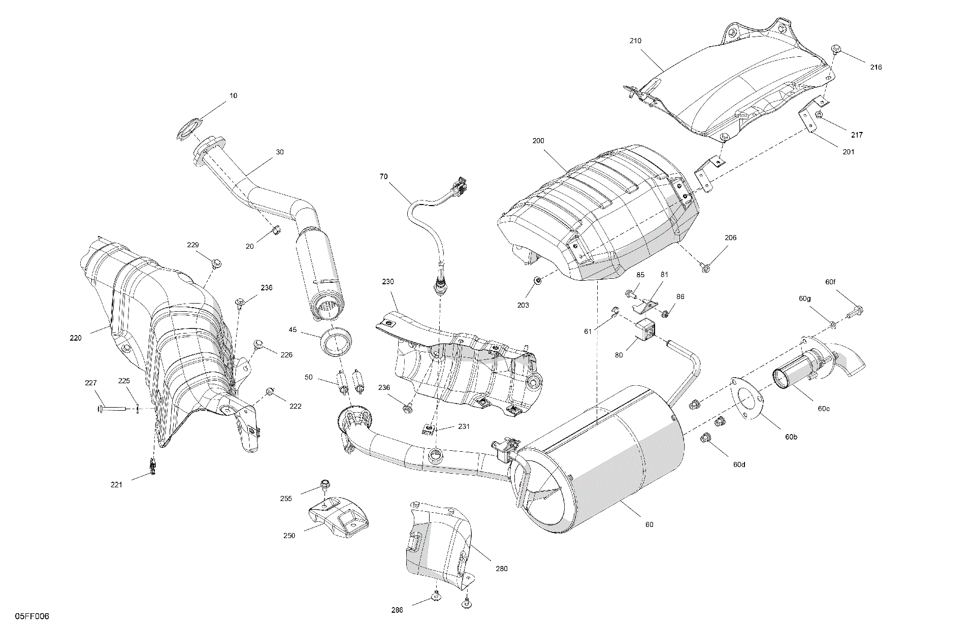 An Image of a Genuine Can-Am Parts Schematic Diagram showing the schematic - ENGINE - EXHAUST