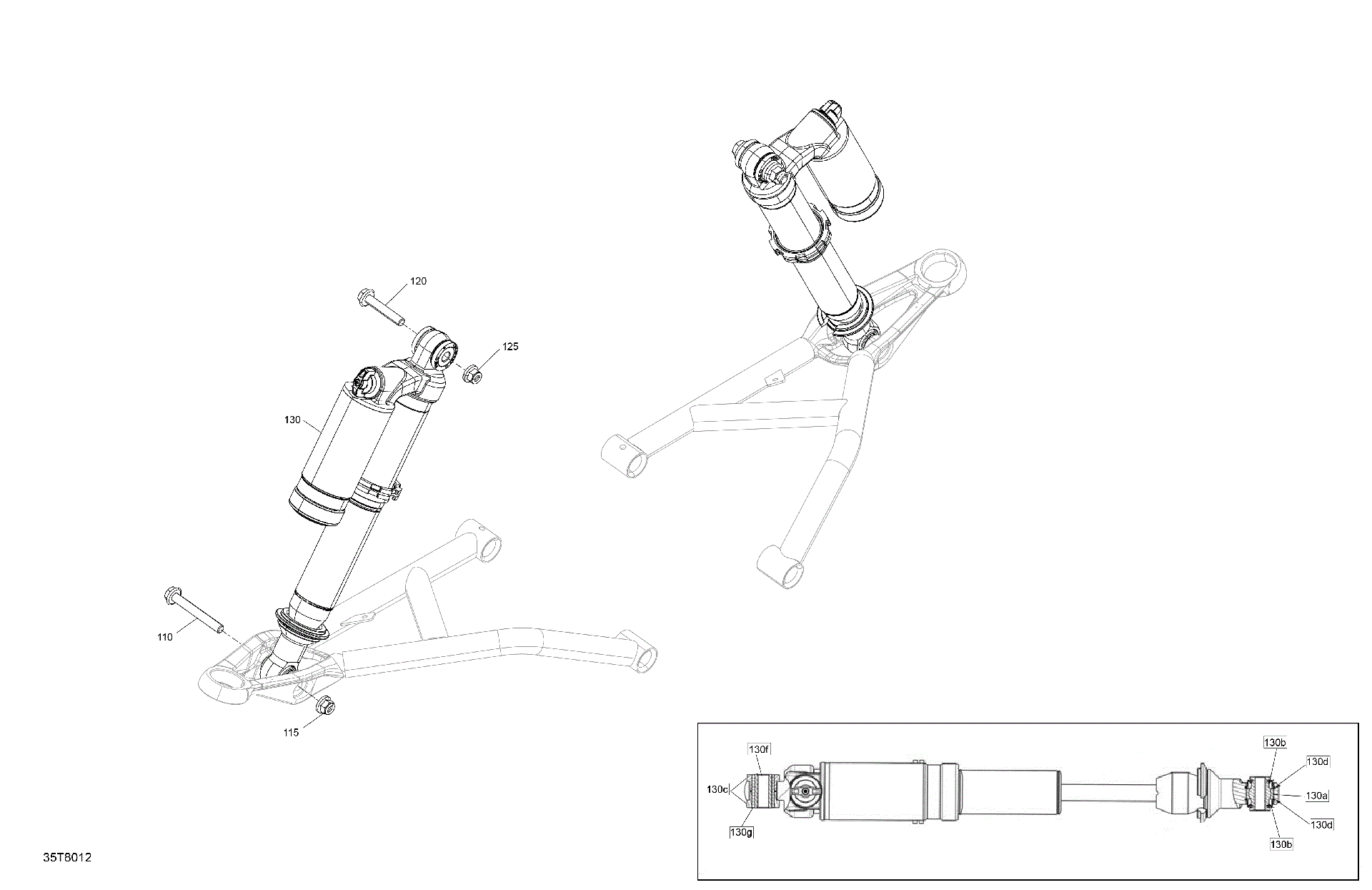 An Image of a Genuine Can-Am Parts Schematic Diagram showing the schematic - SUSPENSION - FRONT SHOCKS