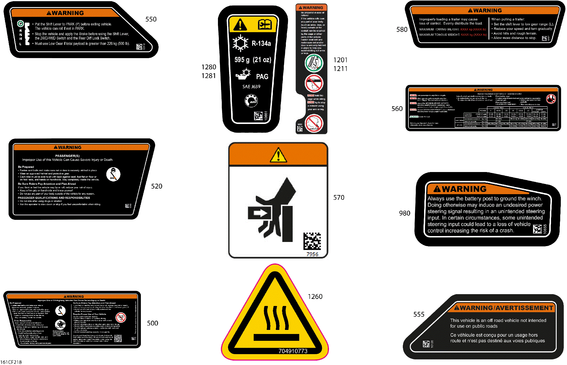 An Image of a Genuine Can-Am Parts Schematic Diagram showing the schematic - BODY - WARNING DECALS