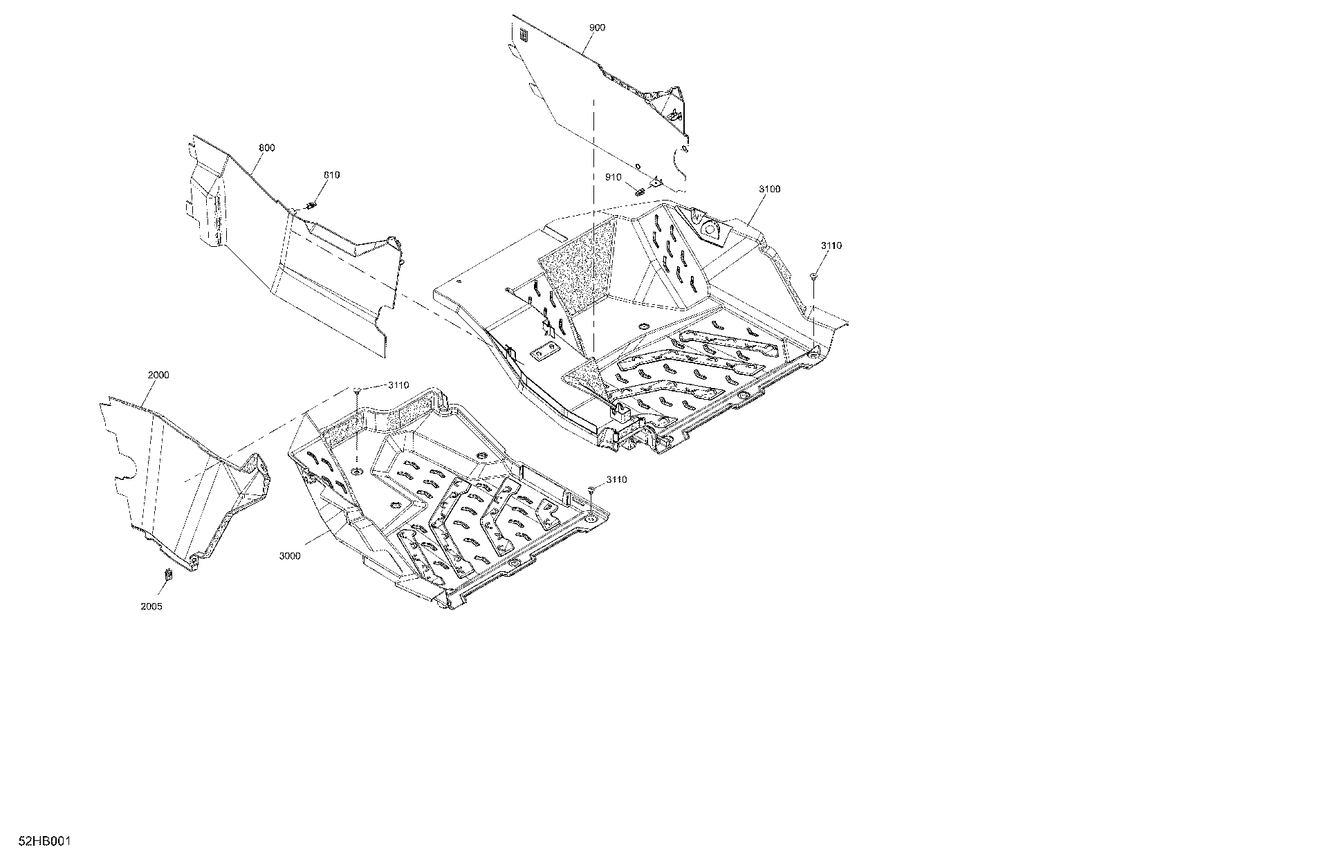 An Image of a Genuine Can-Am Parts Schematic Diagram showing the schematic - CAB INTERIOR - FLOOR