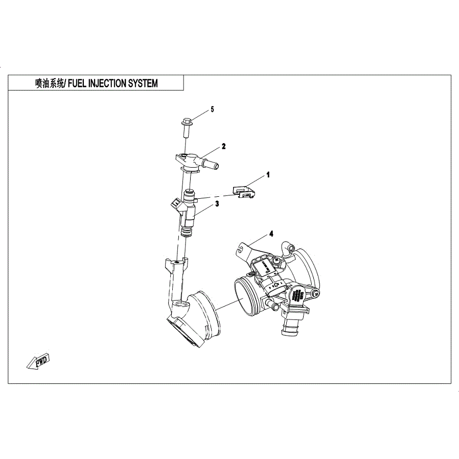 An Image of a genuine CFMOTO Parts Schematic Diagram showing the group - FUEL INJECTION SYSTEM - 2019 CFMOTO CFORCE 400