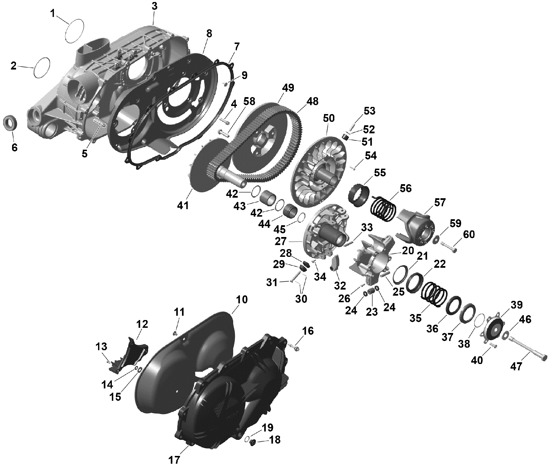 An Image of a Genuine Can-Am Parts Schematic Diagram showing the schematic - ROTAX - CVT