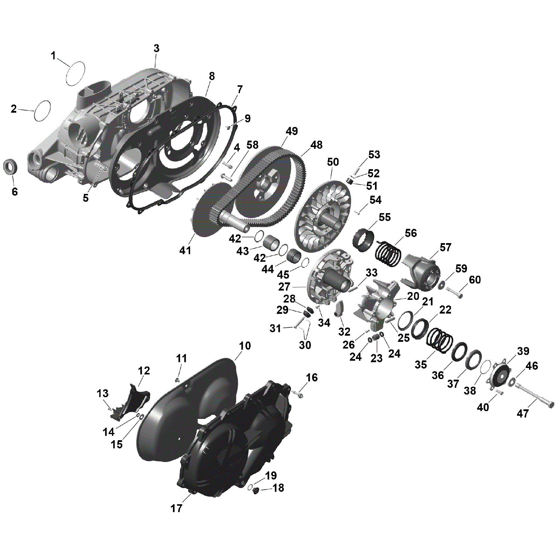 An Image of a Genuine Can-Am Parts Schematic Diagram showing the schematic - ROTAX - CVT