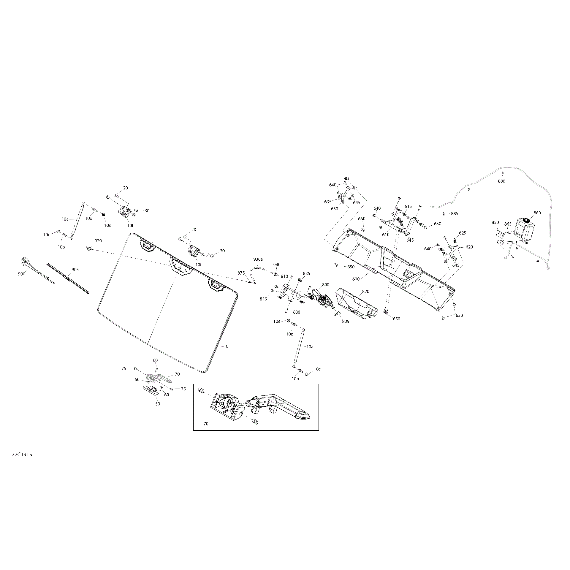 An Image of a Genuine Can-Am Parts Schematic Diagram showing the schematic - ENCLOSURE CAB - XT CAB - NORTH AMERICA - WINDSHIELD SECTION - RADIO SUPPORT PARTS