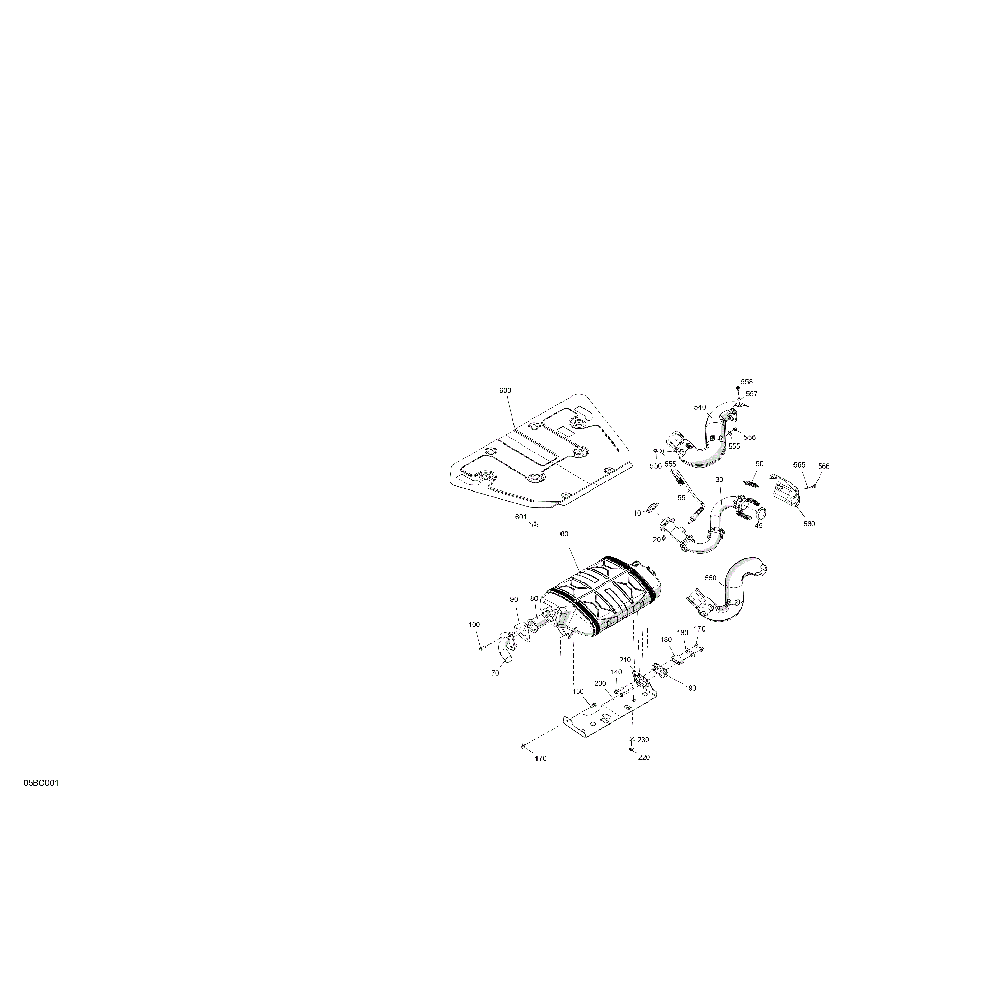 An Image of a Genuine Can-Am Parts Schematic Diagram showing the schematic - ENGINE - EXHAUST