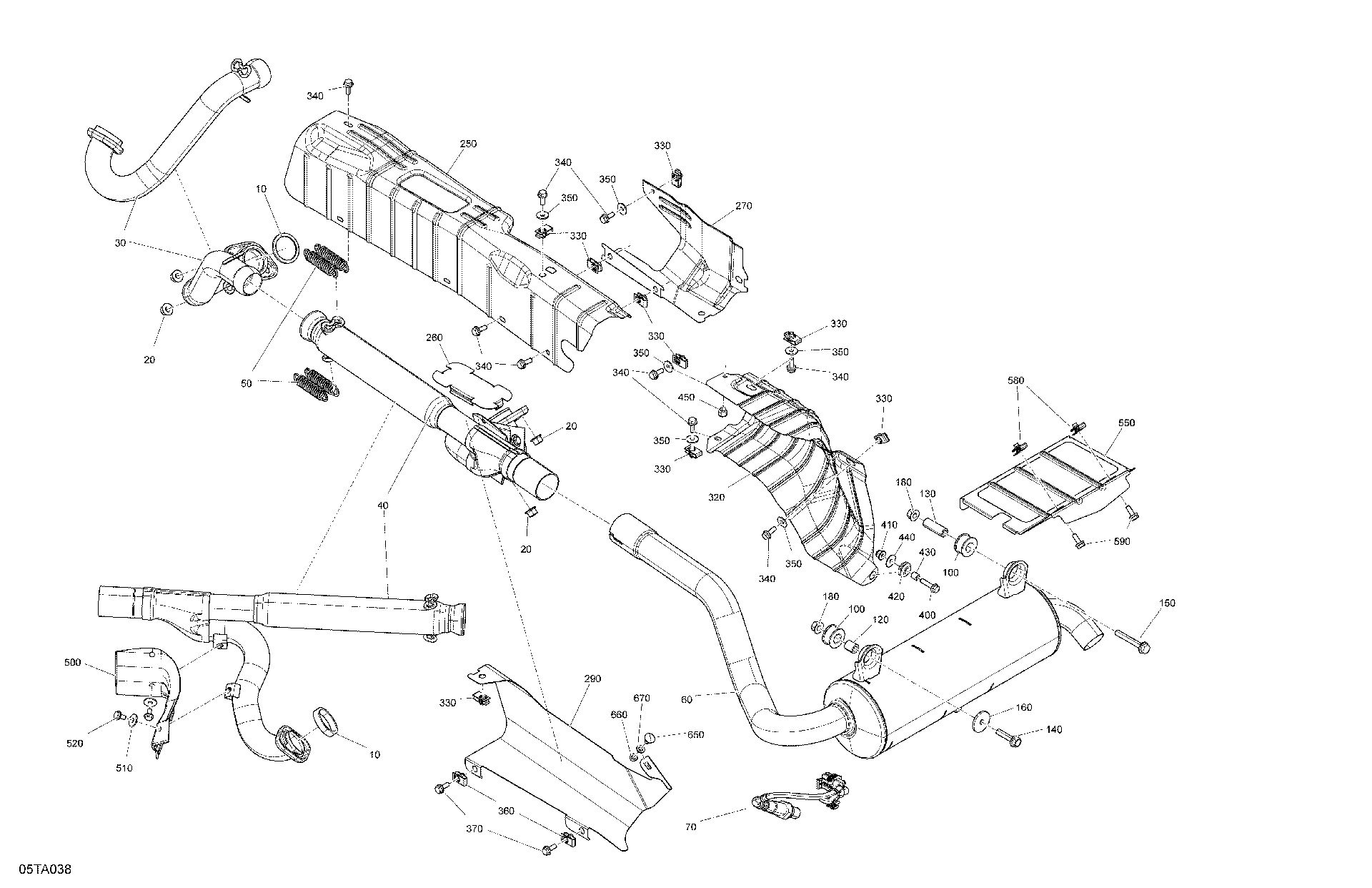 An Image of a Genuine Can-Am Parts Schematic Diagram showing the schematic - ENGINE - EXHAUST