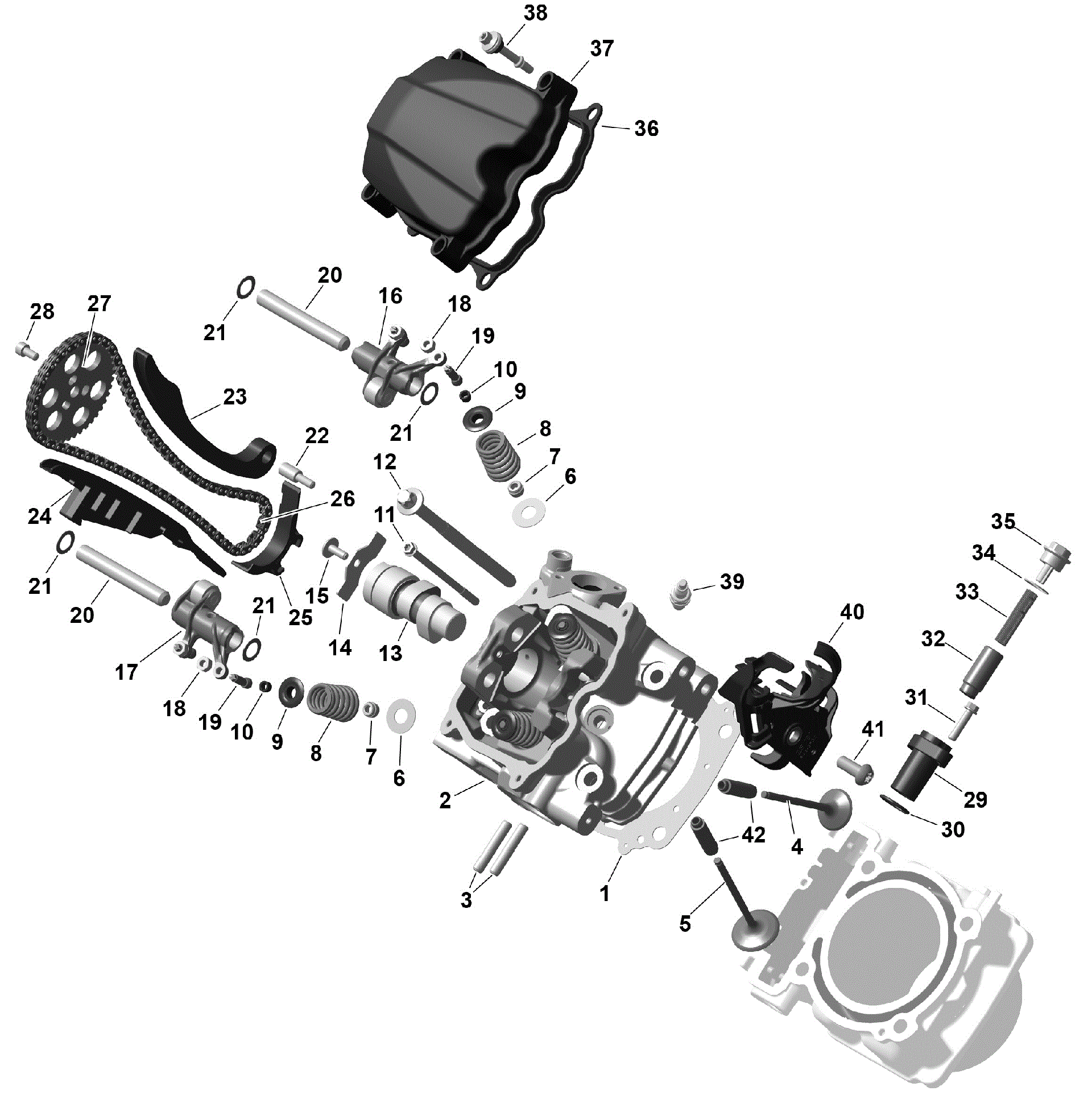 An Image of a Genuine Can-Am Parts Schematic Diagram showing the schematic - ROTAX - FRONT CYLINDER HEAD