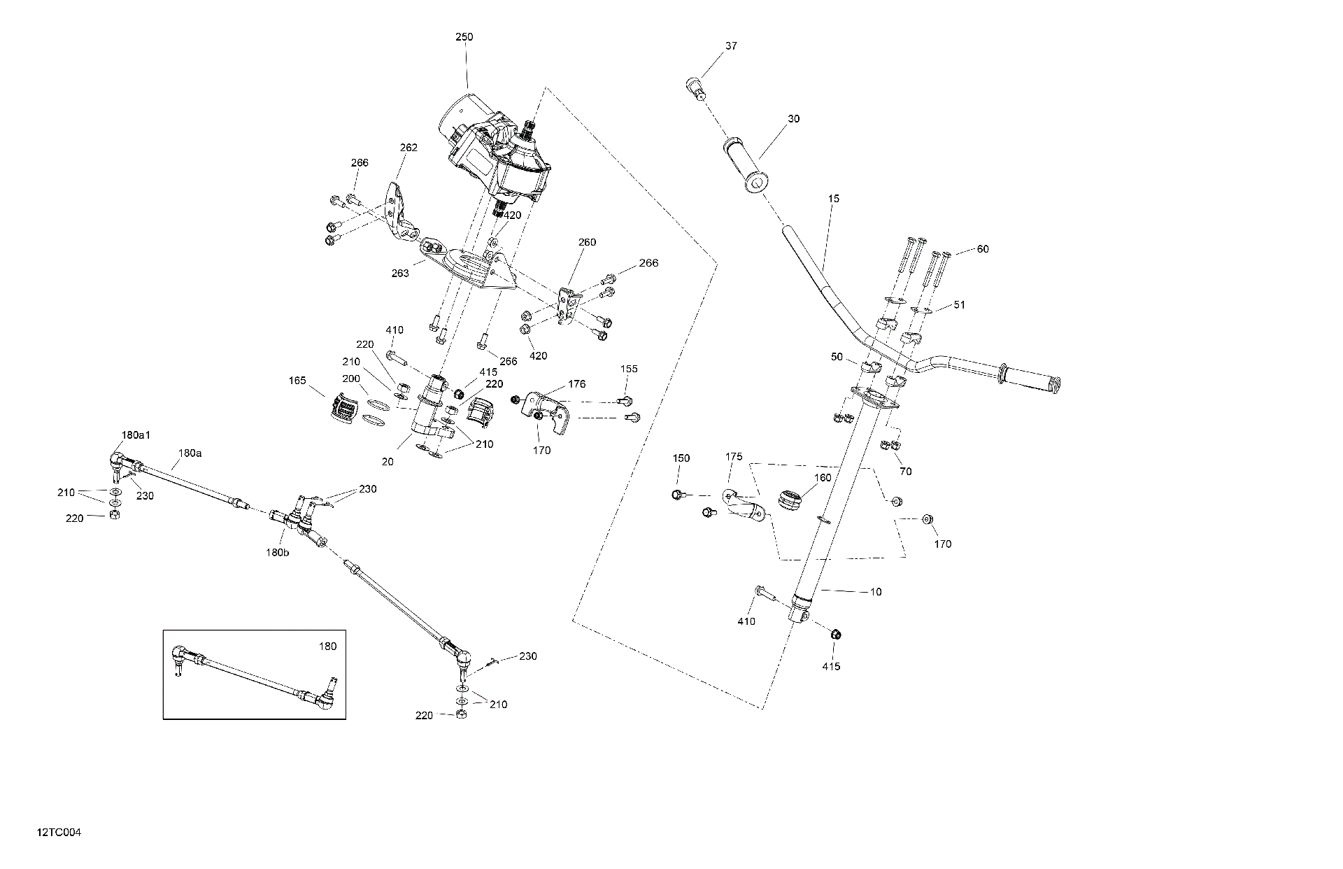 An Image of a Genuine Can-Am Parts Schematic Diagram showing the schematic - MECHANIC - STEERING