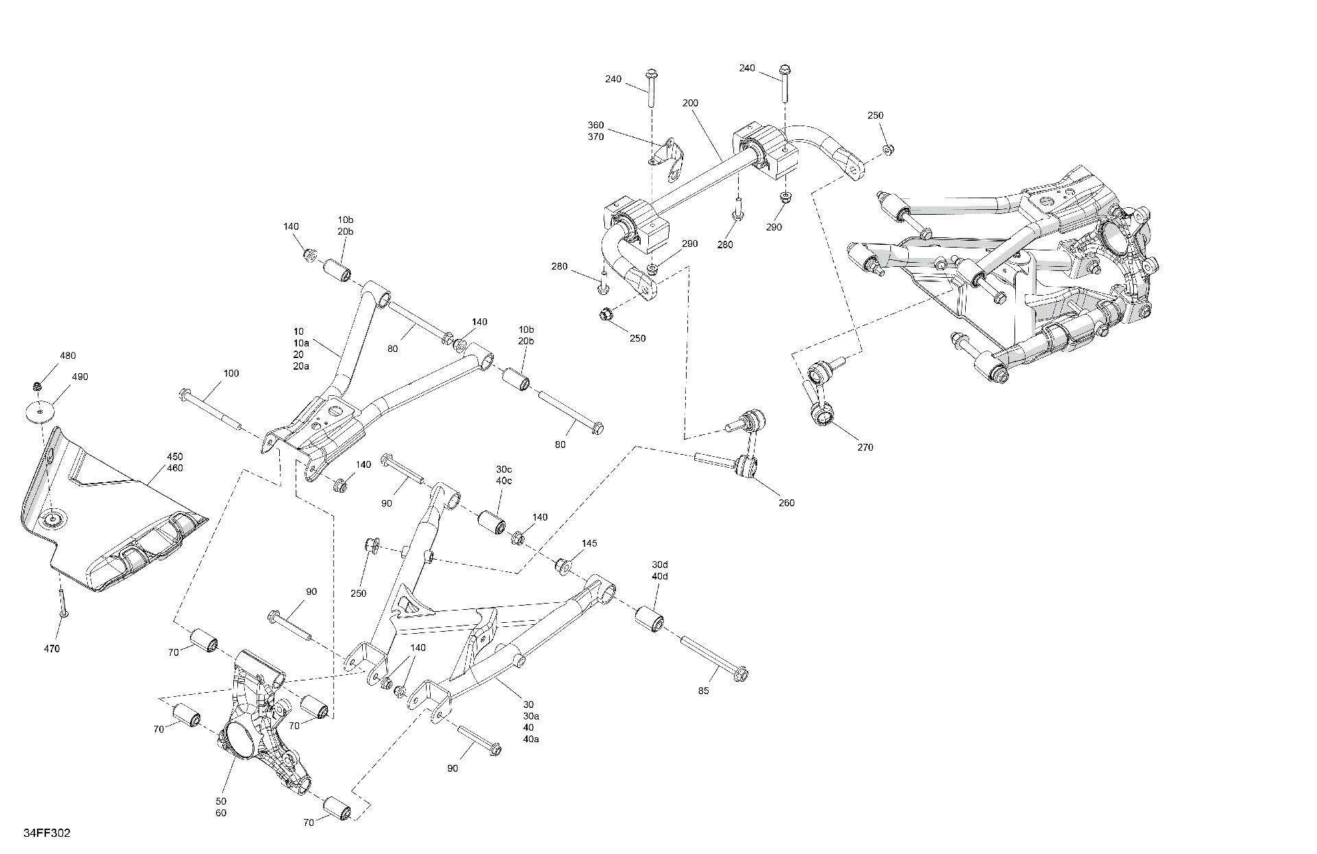 An Image of a Genuine Can-Am Parts Schematic Diagram showing the schematic - SUSPENSION - REAR COMPONENTS