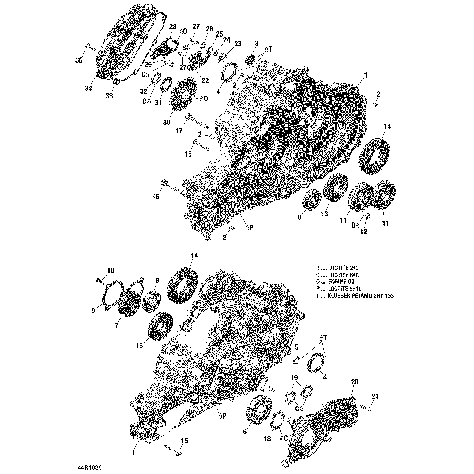 An Image of a Genuine Can-Am Parts Schematic Diagram showing the schematic - GEAR BOX COVER - ALL MODELS