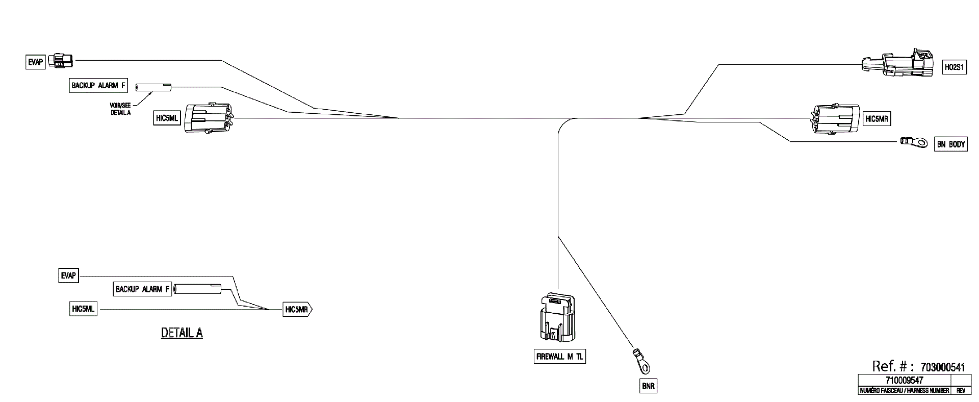 An Image of a Genuine Can-Am Parts Schematic Diagram showing the schematic - ELECTRIC - JUNCTION WIRING HARNESS - 710009547