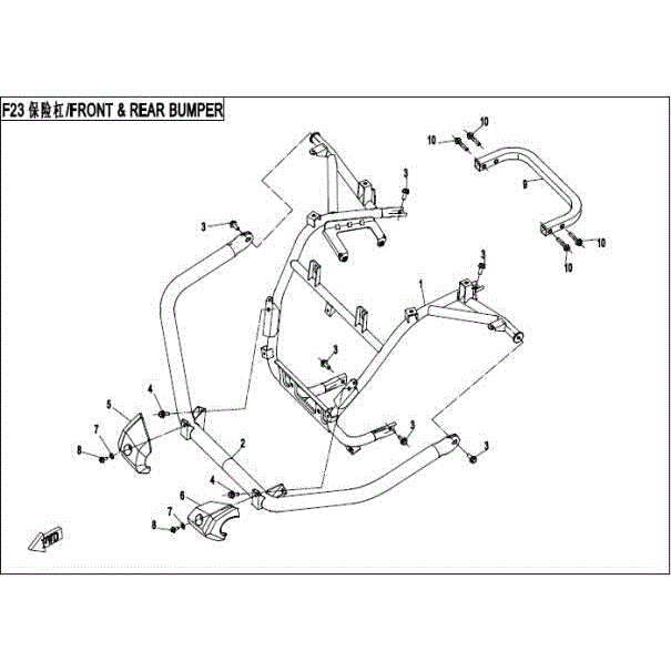 An Image of a genuine CFMOTO Parts Schematic Diagram showing the group - CAB FRAME - 2016 CFMOTO CFORCE 400