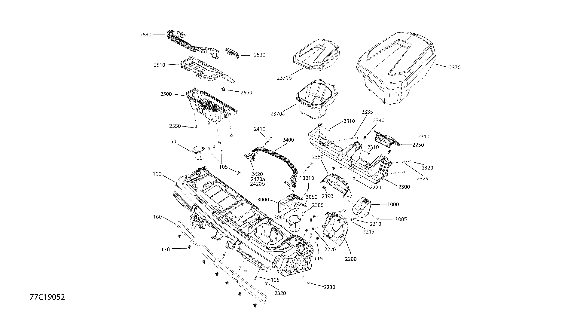 An Image of a Genuine Can-Am Parts Schematic Diagram showing the schematic - CAB INTERIOR - EXCEPT XT CAB - DASH SECTION